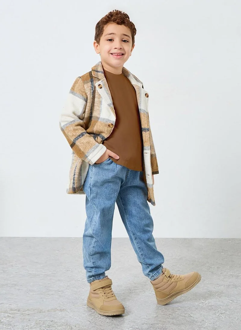 ستايلي جاكيت بنقشة مربعات كاكي